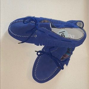 Never worn Blue moccasins